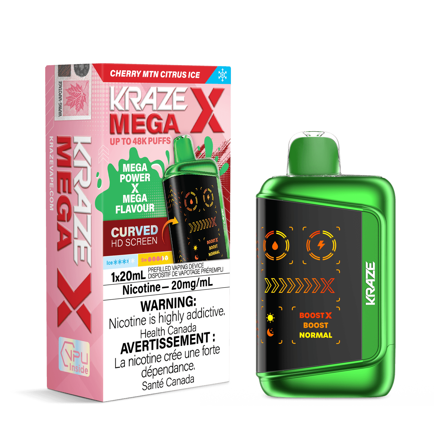 Kraze Mega X - Up to 48k - AB ONLY Cherry MTN Citrus Ice 20mg