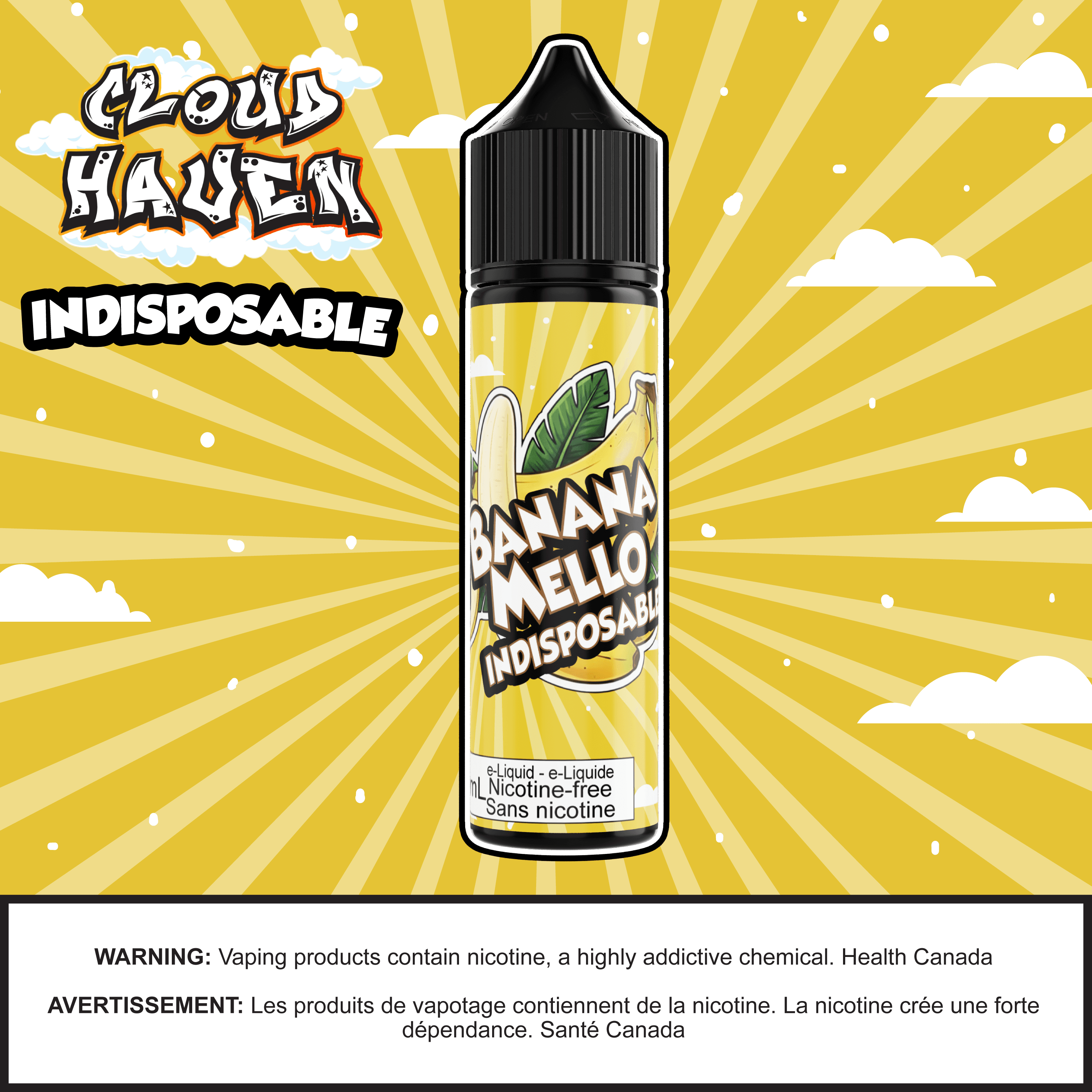 Cloud Haven - INDISPOSABLE Banana Mello salt nicotine e-liquid bottle